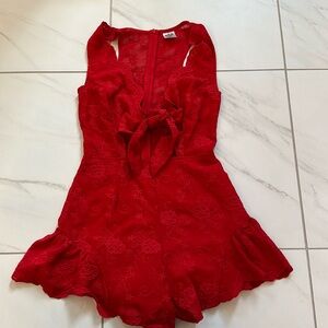 Red lace romper